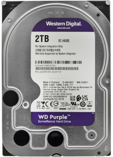 Dysk twardy WD Purple 2 TB do monitoringu 24/7 SATA III 3,5