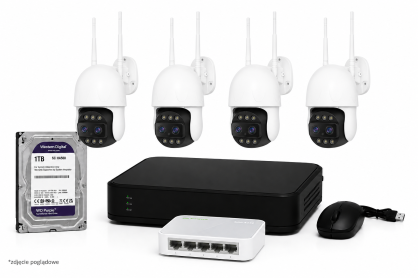 Zestaw monitoringu 2K – 4 kamery 4 MP + Rejestrator + Dysk 1 TB