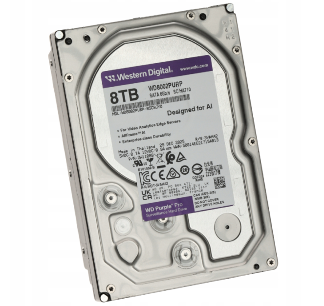 Dysk twardy WD Purple 8 TB do monitoringu 24/7 SATA III 3,5